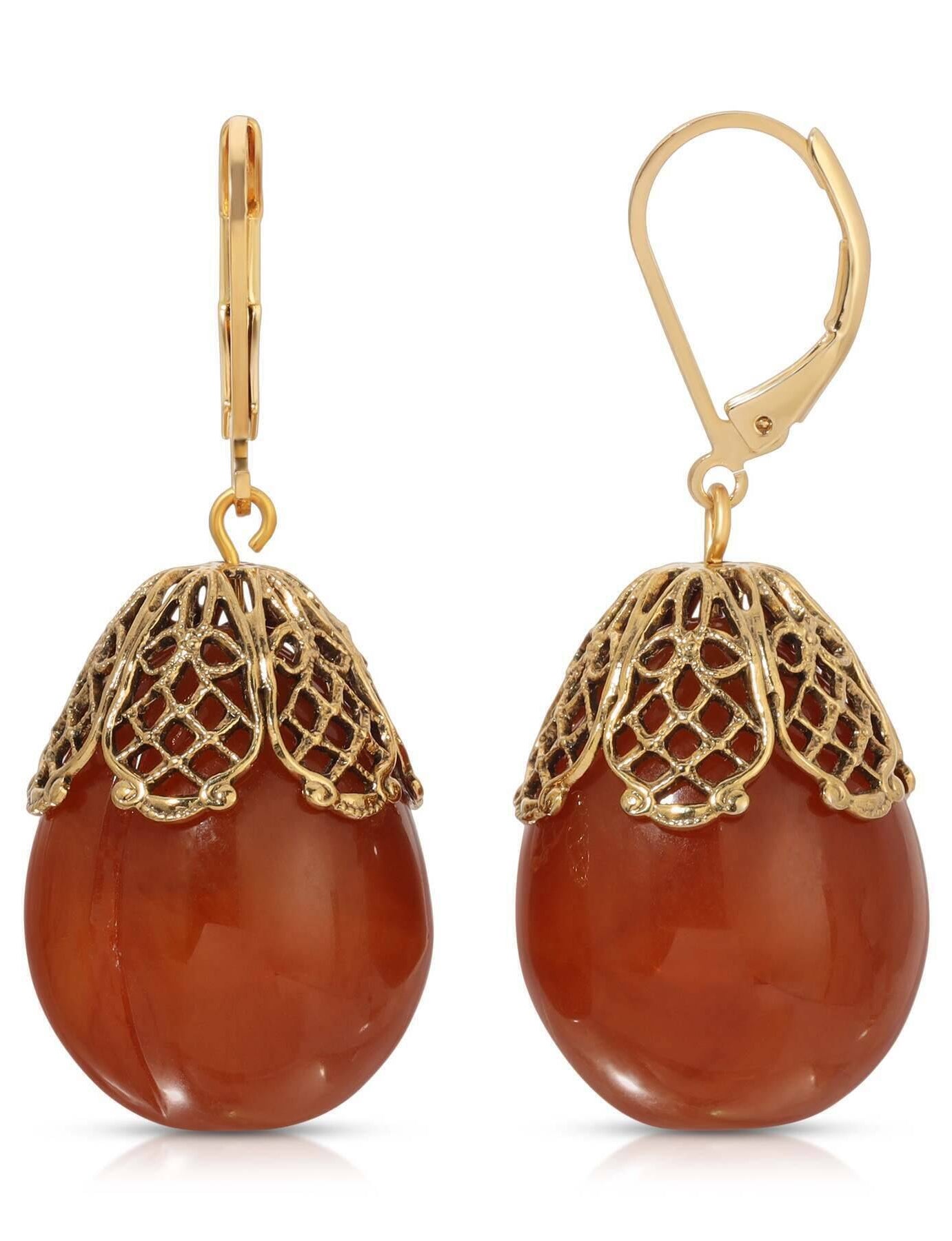 1928 Jewelry Filigree Pear Shaped Drop Earrings