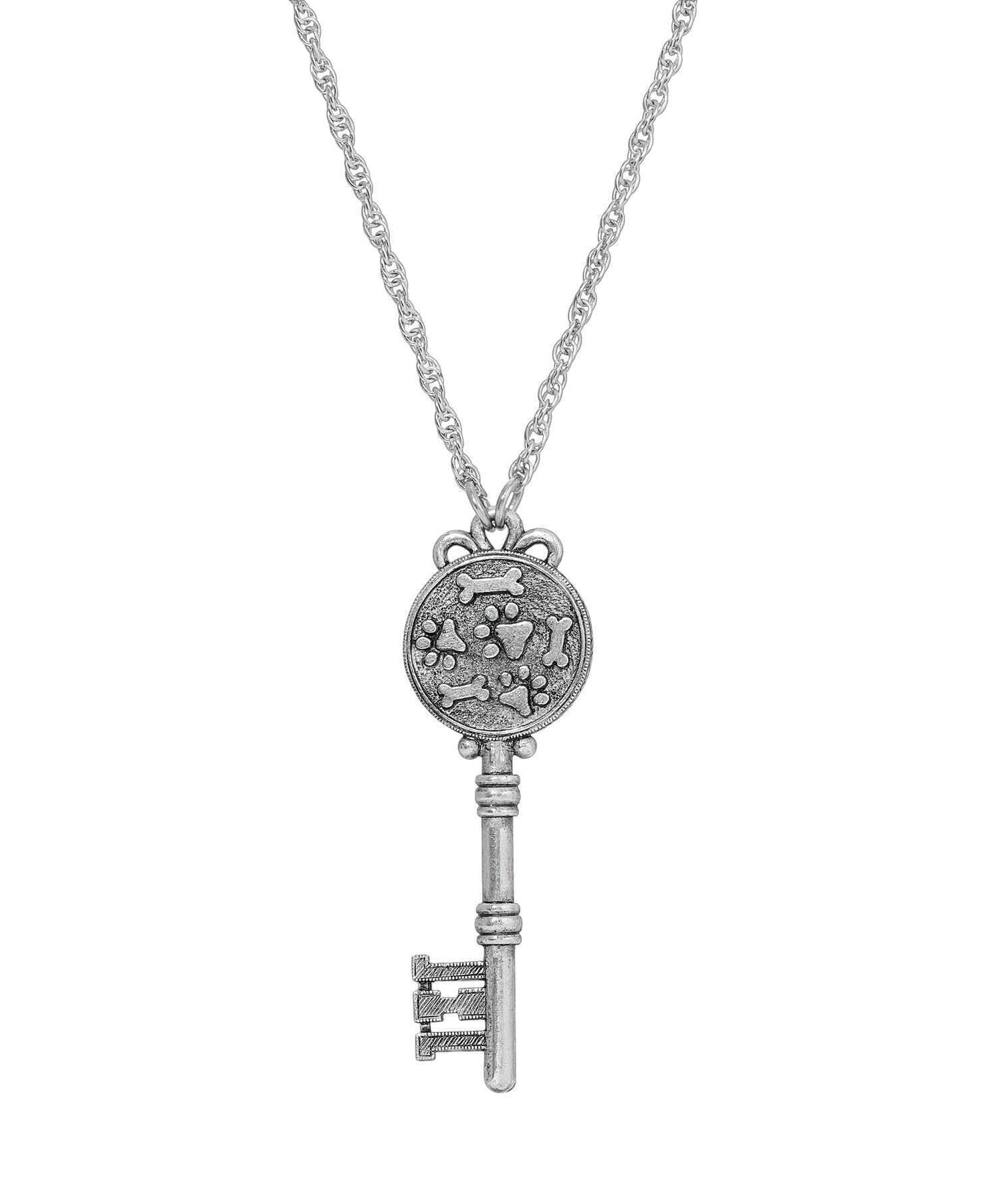 1928 Jewelry Paws And Bones Skeleton Key Pendant Necklace 28"