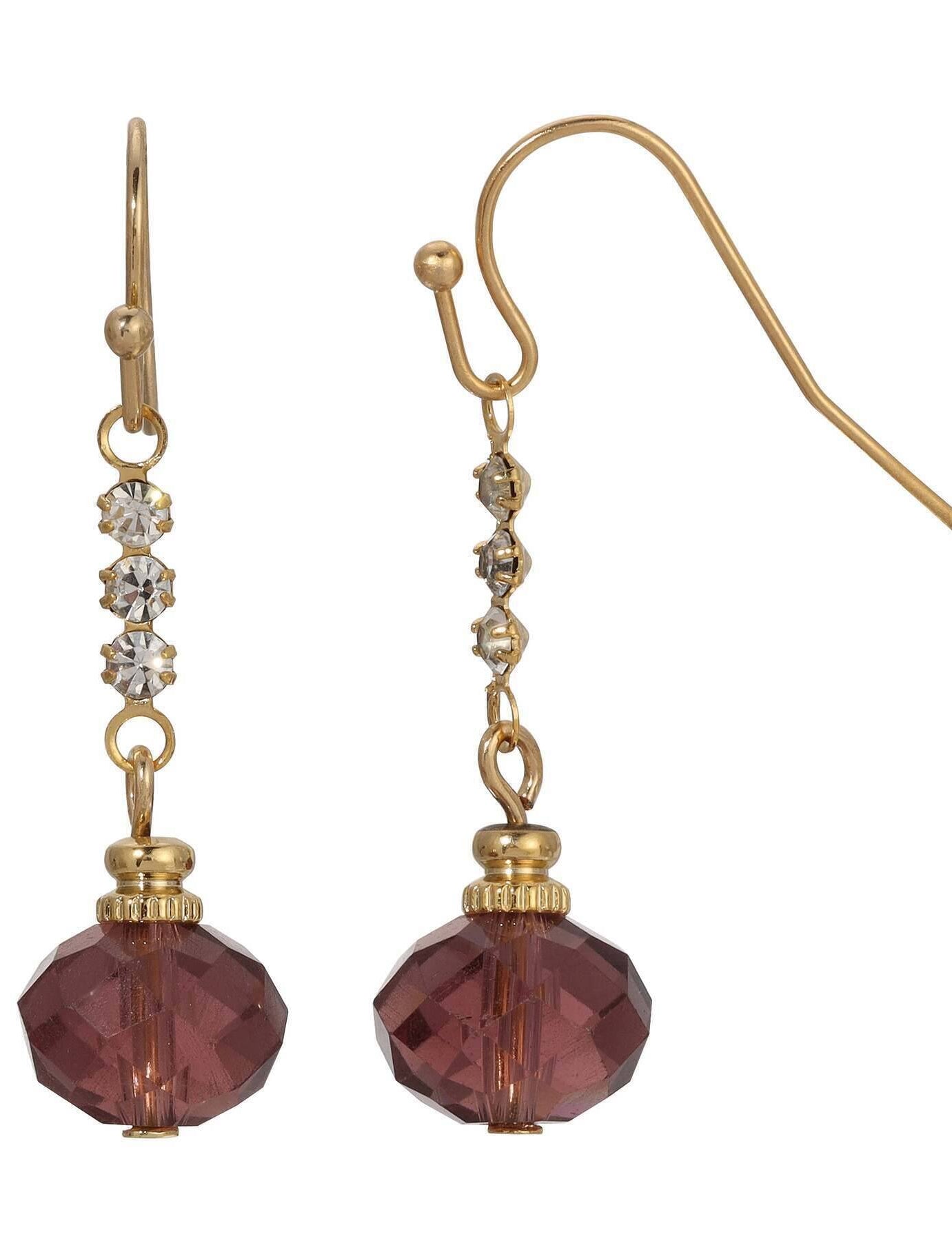 1928 Jewelry Trio Rhinestone & Glass Bead Dangling Earrings