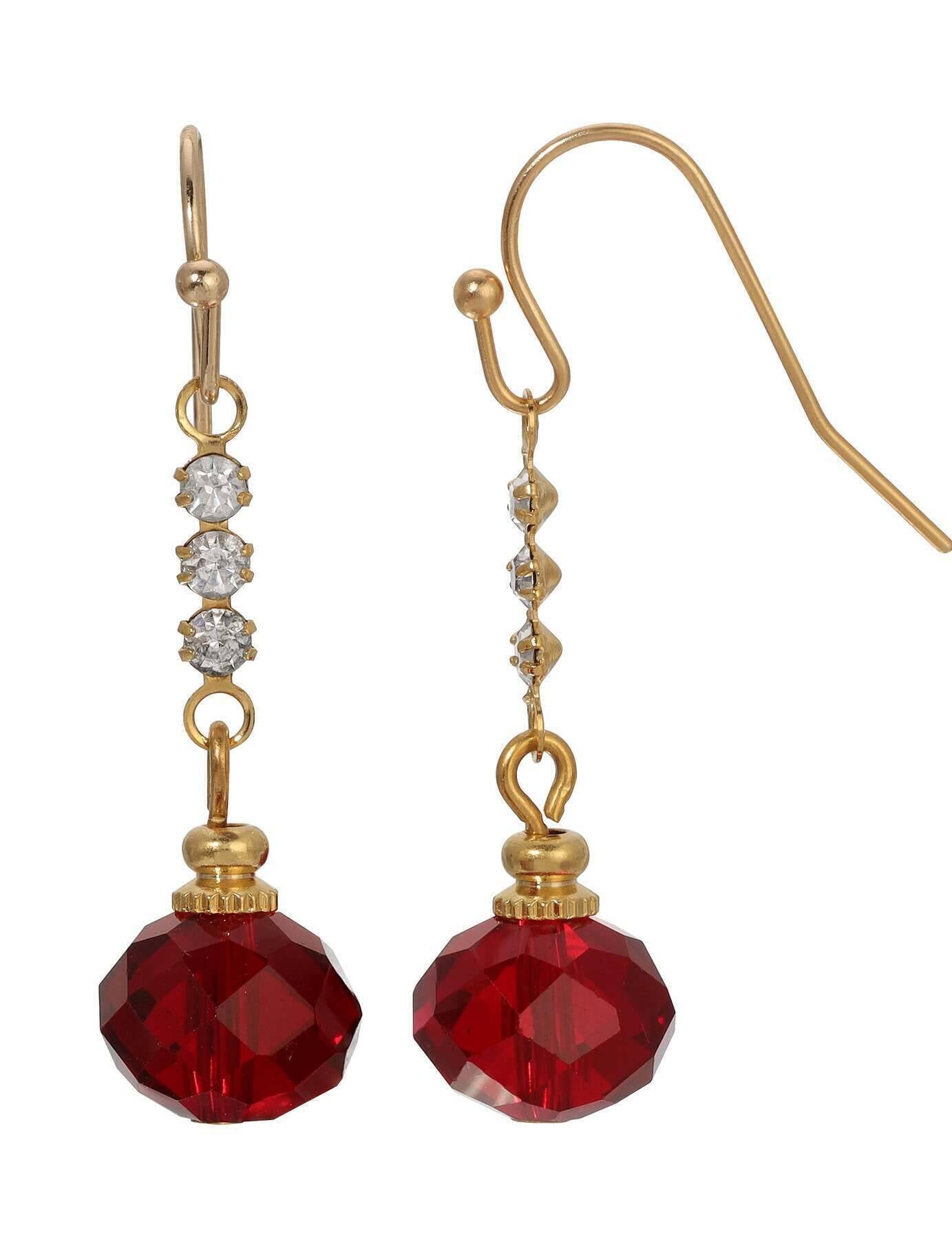 1928 Jewelry Trio Rhinestone & Glass Bead Dangling Earrings