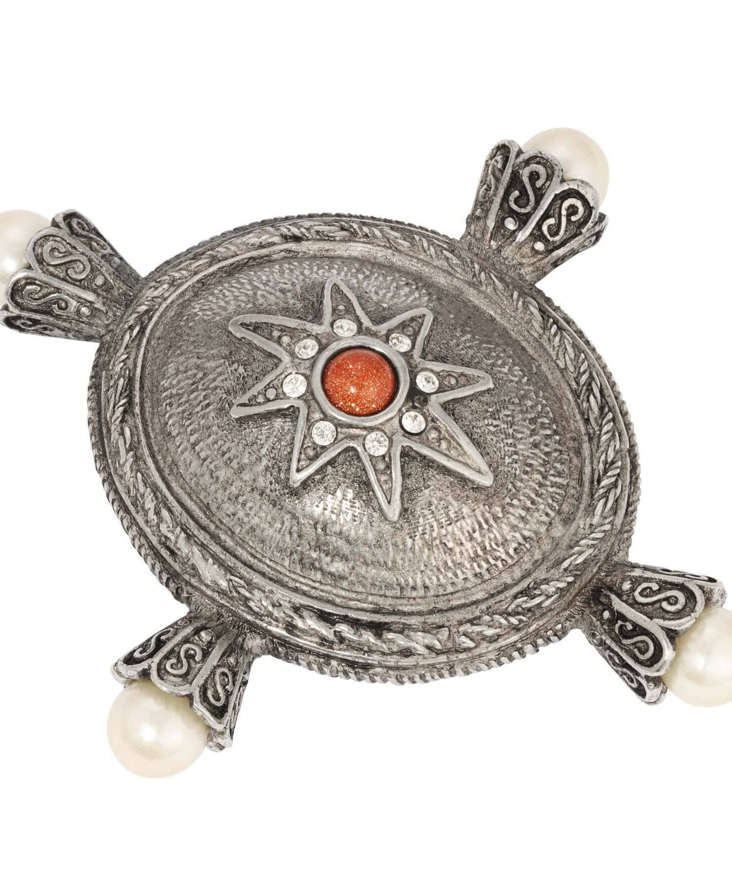 1928 Jewelry Stella d'Europa Gold Stone Gemstone Faux Pearl Brooch