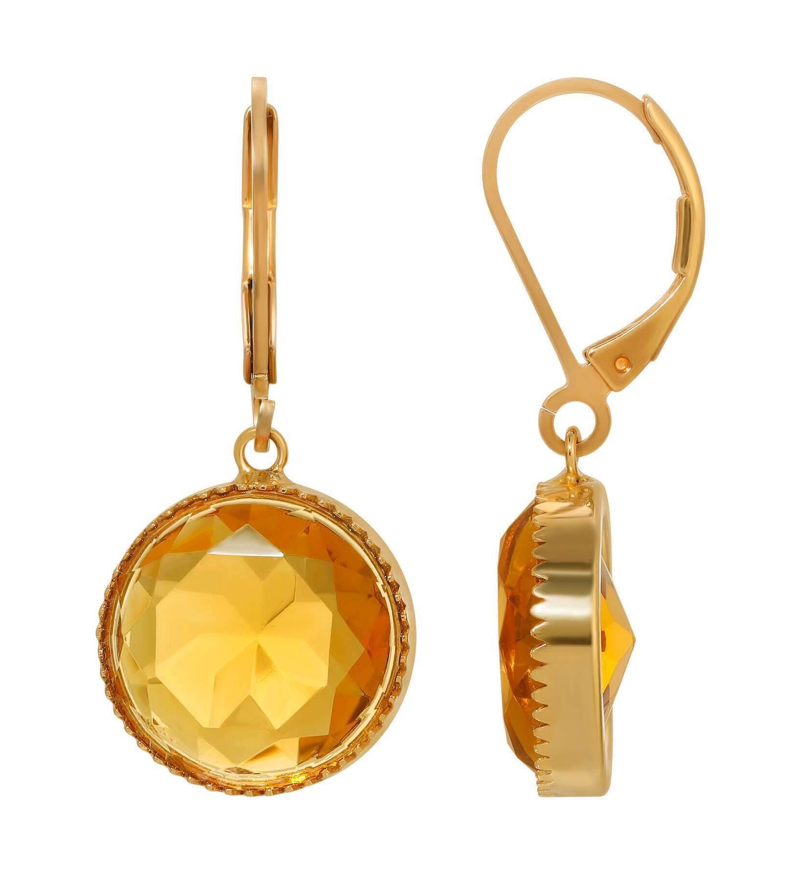1928 Jewelry Classic Round Topaz Drop Earrings