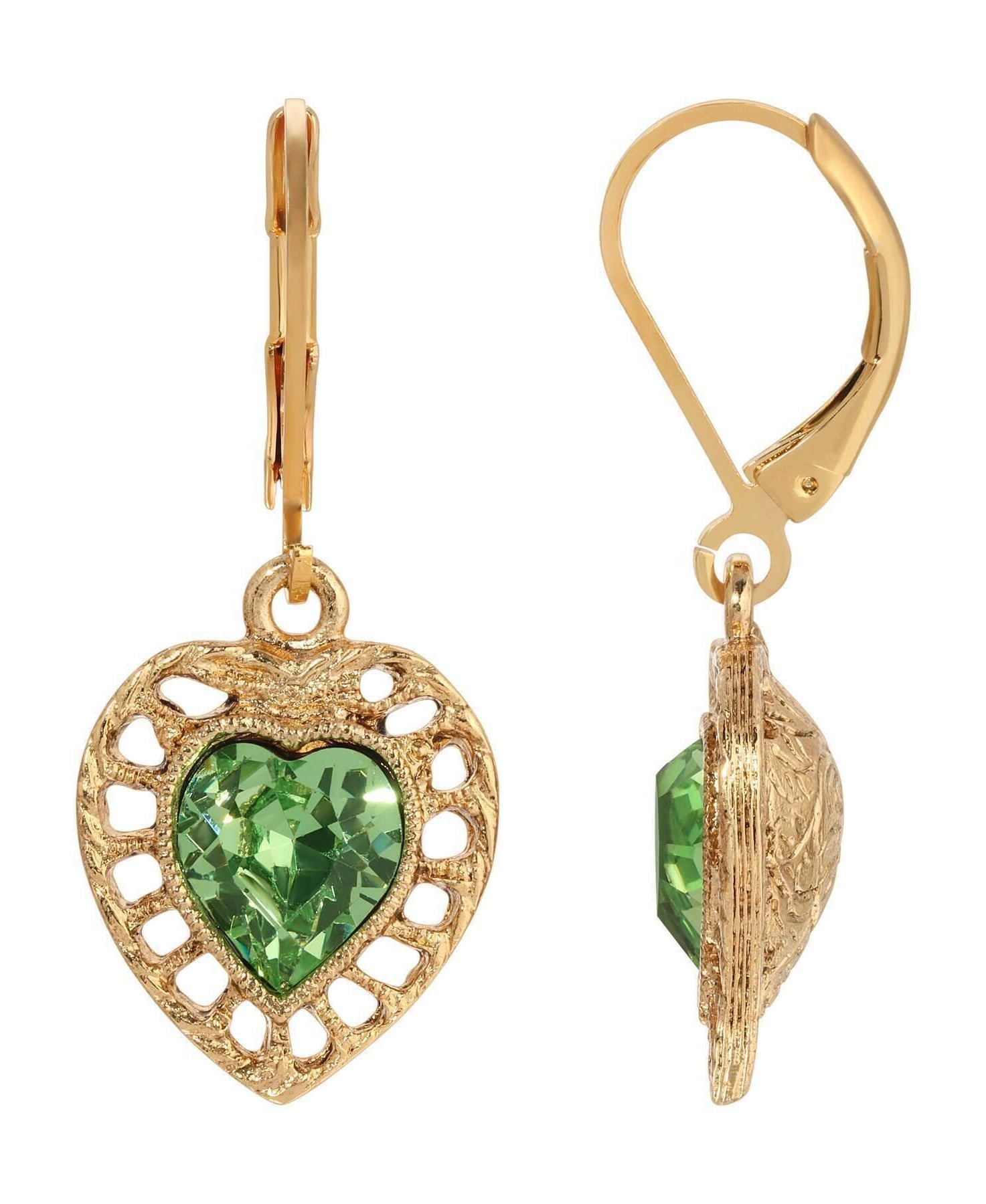 1928 Jewelry Sentimental Crystal Heart Drop Earrings
