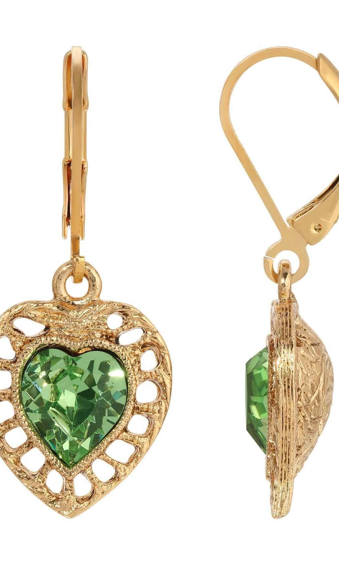 1928 Jewelry Sentimental Crystal Heart Drop Earrings