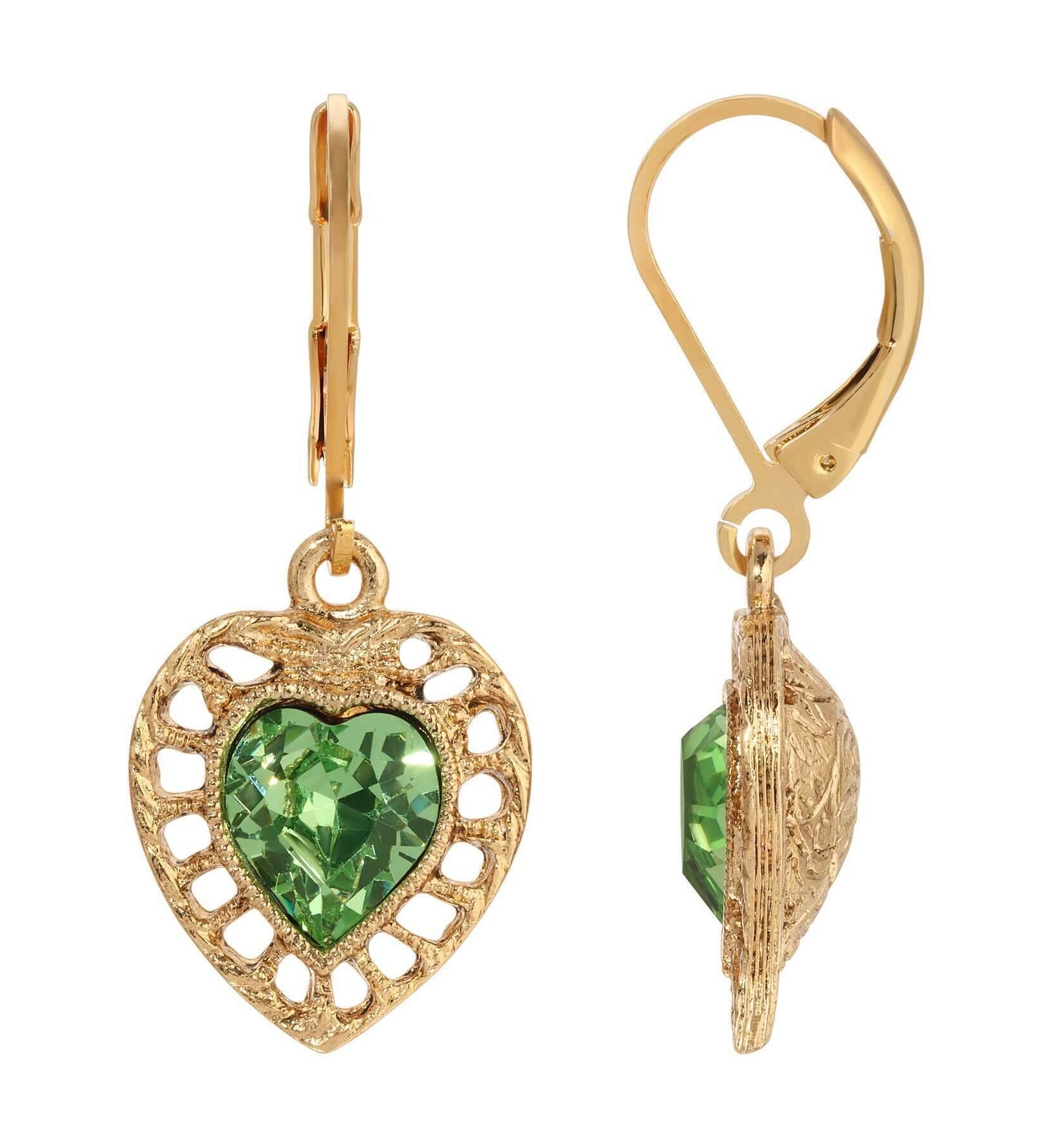 1928 Jewelry Sentimental Crystal Heart Drop Earrings