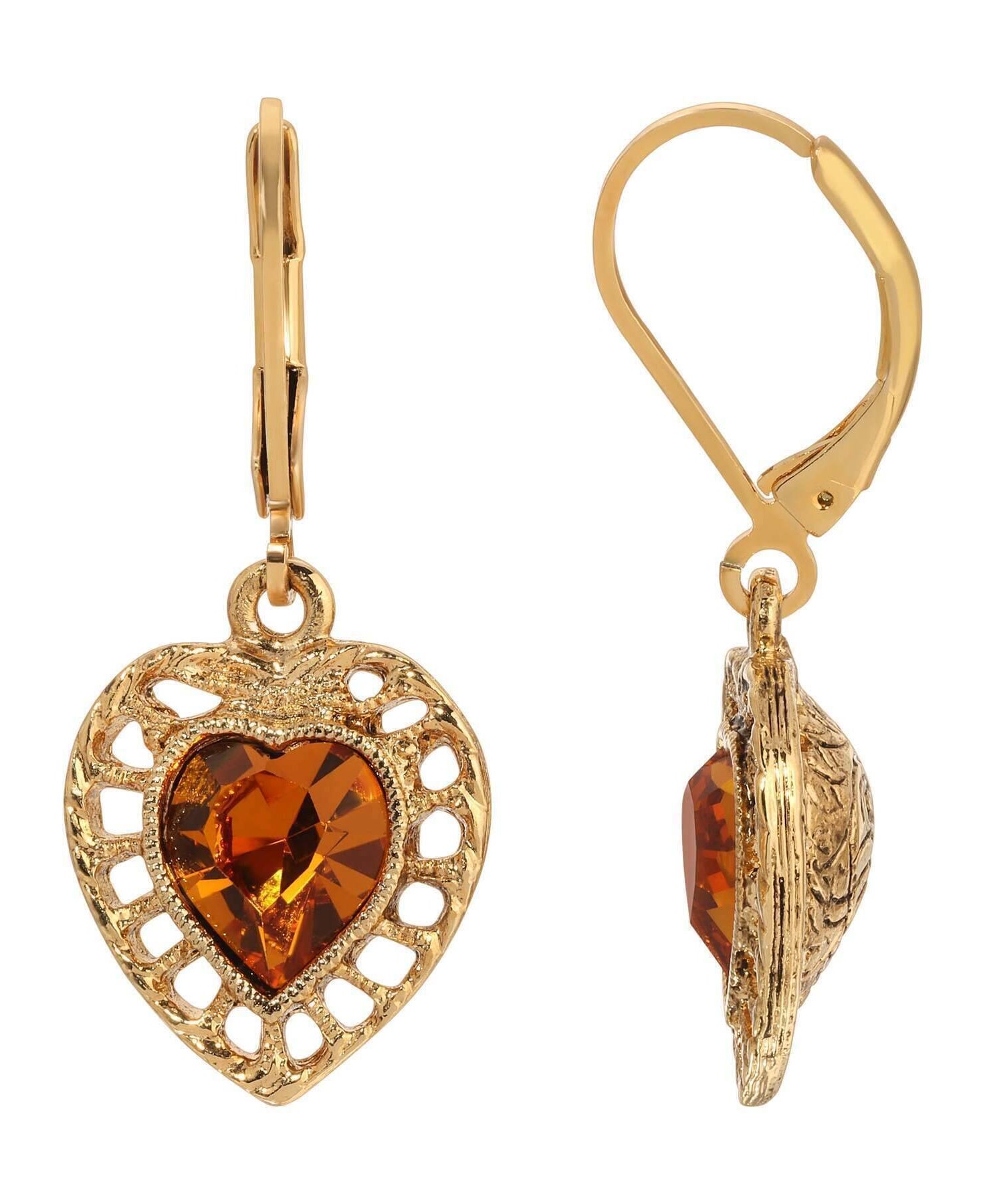 1928 Jewelry Sentimental Crystal Heart Drop Earrings