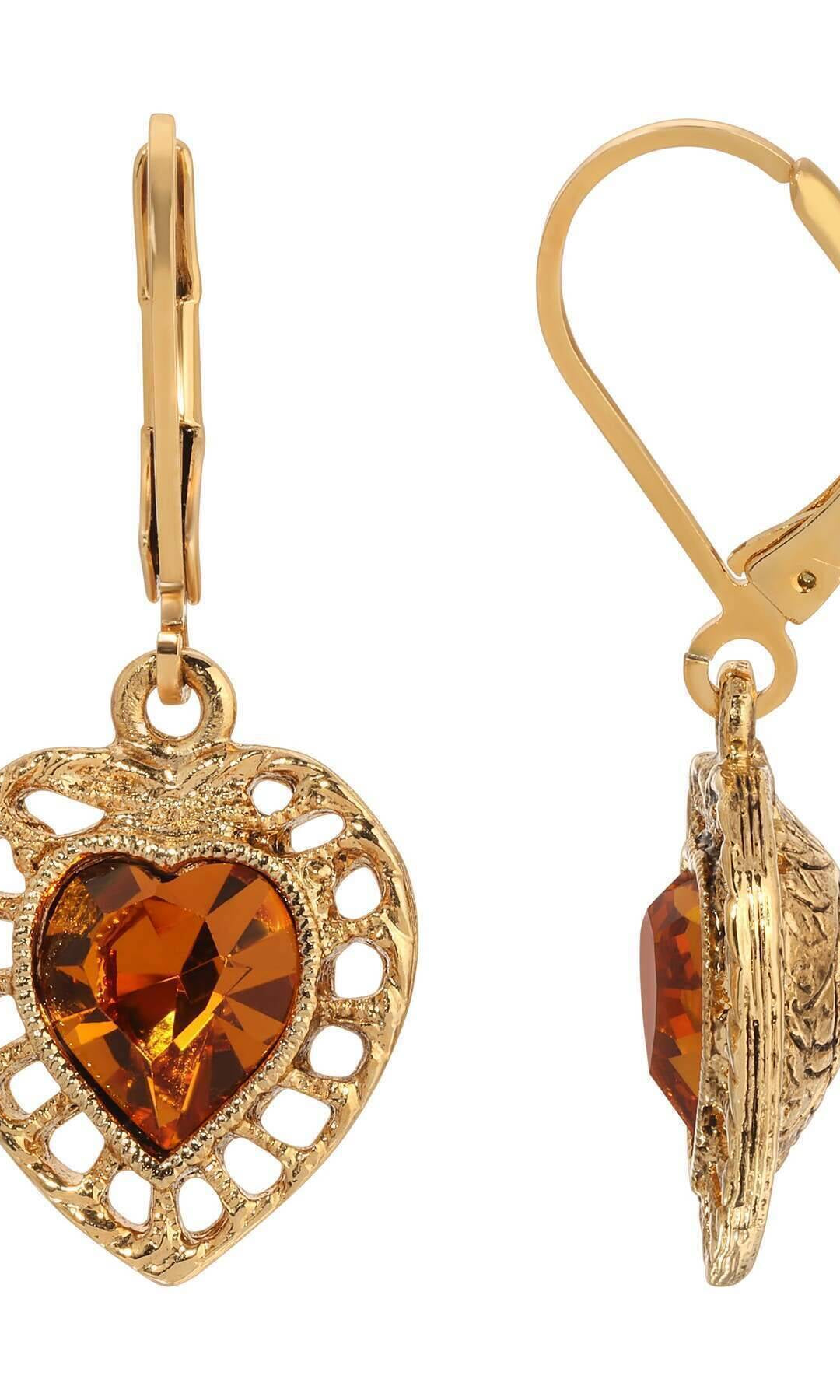 1928 Jewelry Sentimental Crystal Heart Drop Earrings