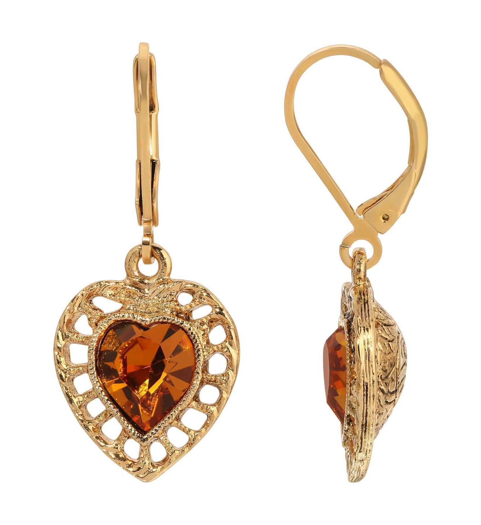 1928 Jewelry Sentimental Crystal Heart Drop Earrings