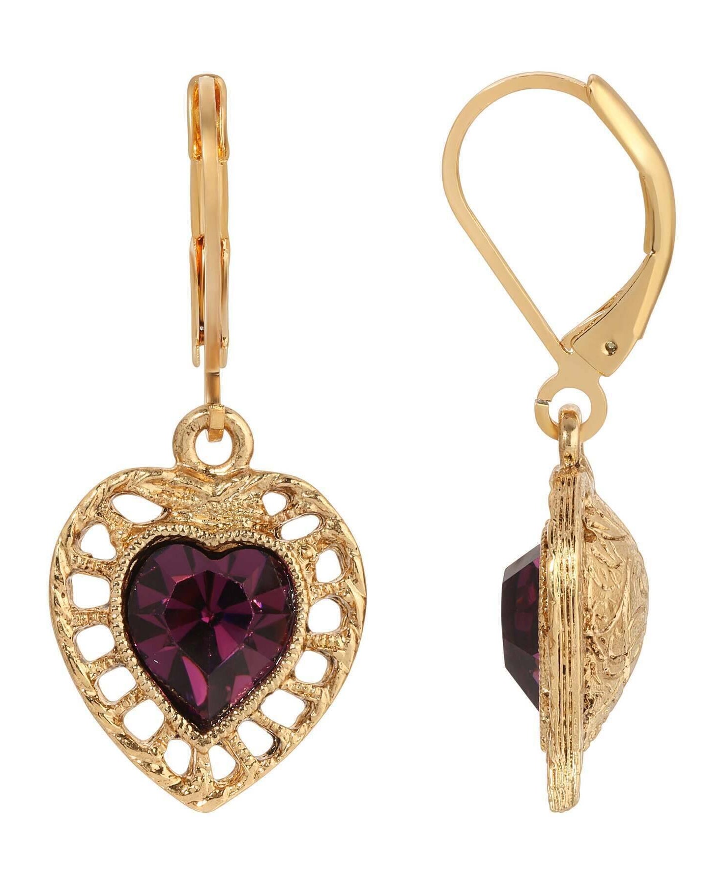 1928 Jewelry Sentimental Crystal Heart Drop Earrings