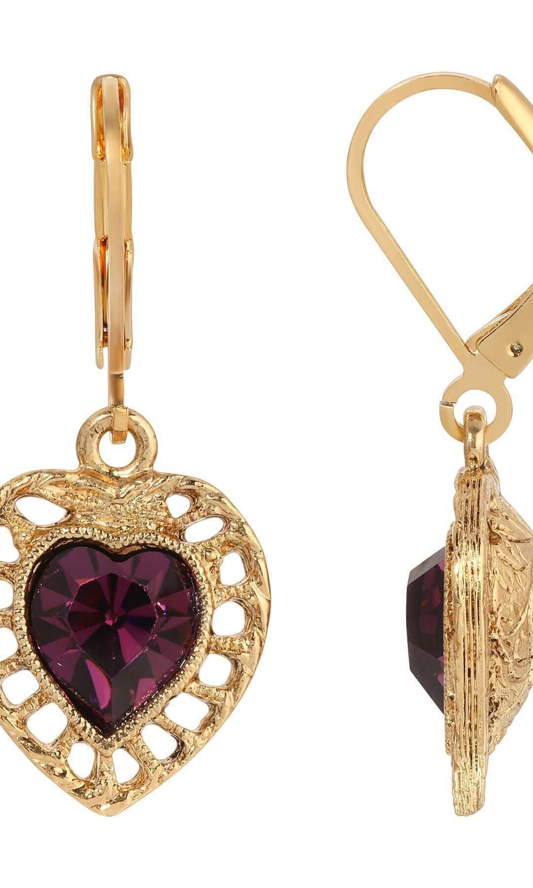 1928 Jewelry Sentimental Crystal Heart Drop Earrings