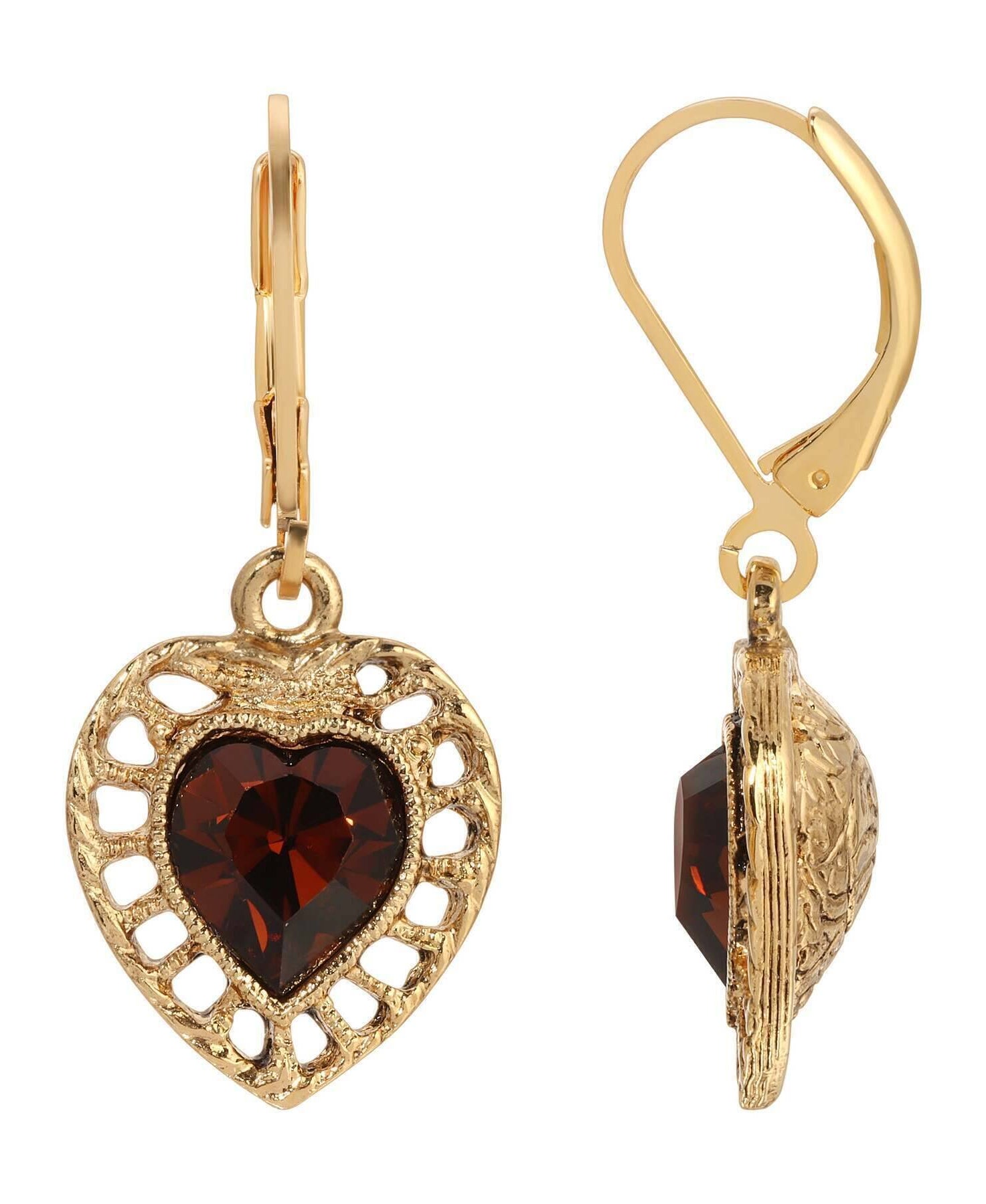 1928 Jewelry Sentimental Crystal Heart Drop Earrings
