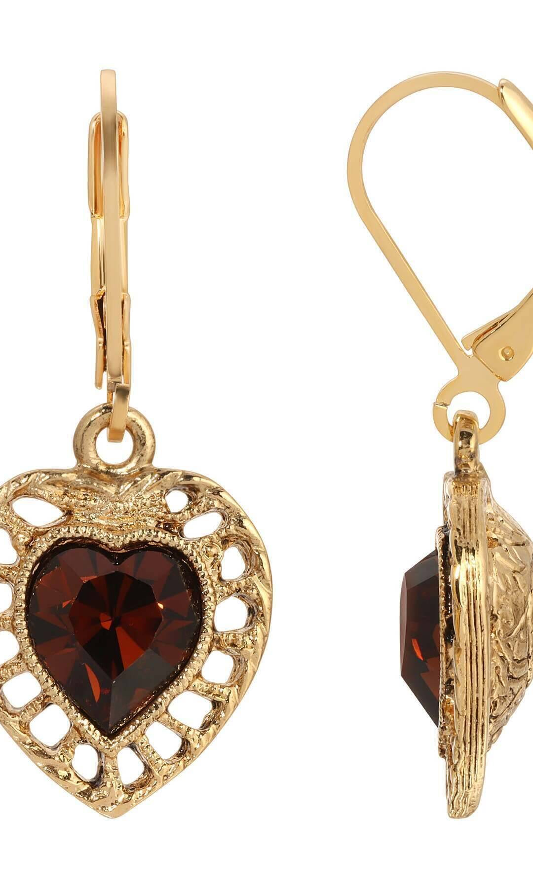 1928 Jewelry Sentimental Crystal Heart Drop Earrings