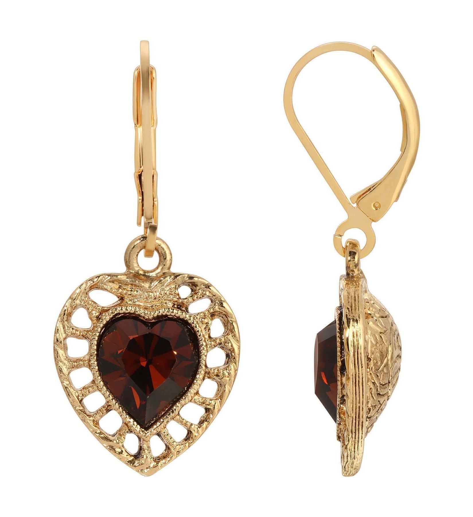 1928 Jewelry Sentimental Crystal Heart Drop Earrings