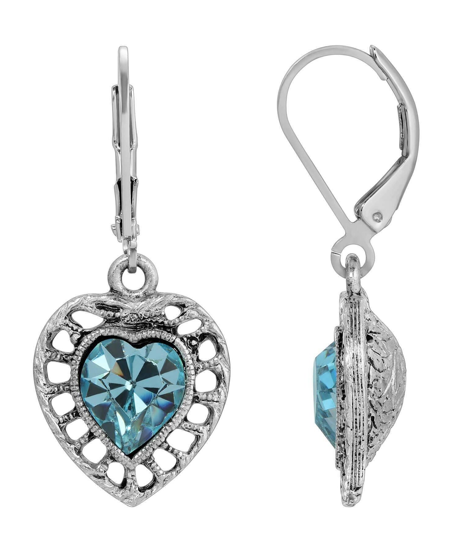 1928 Jewelry Sentimental Crystal Heart Drop Earrings