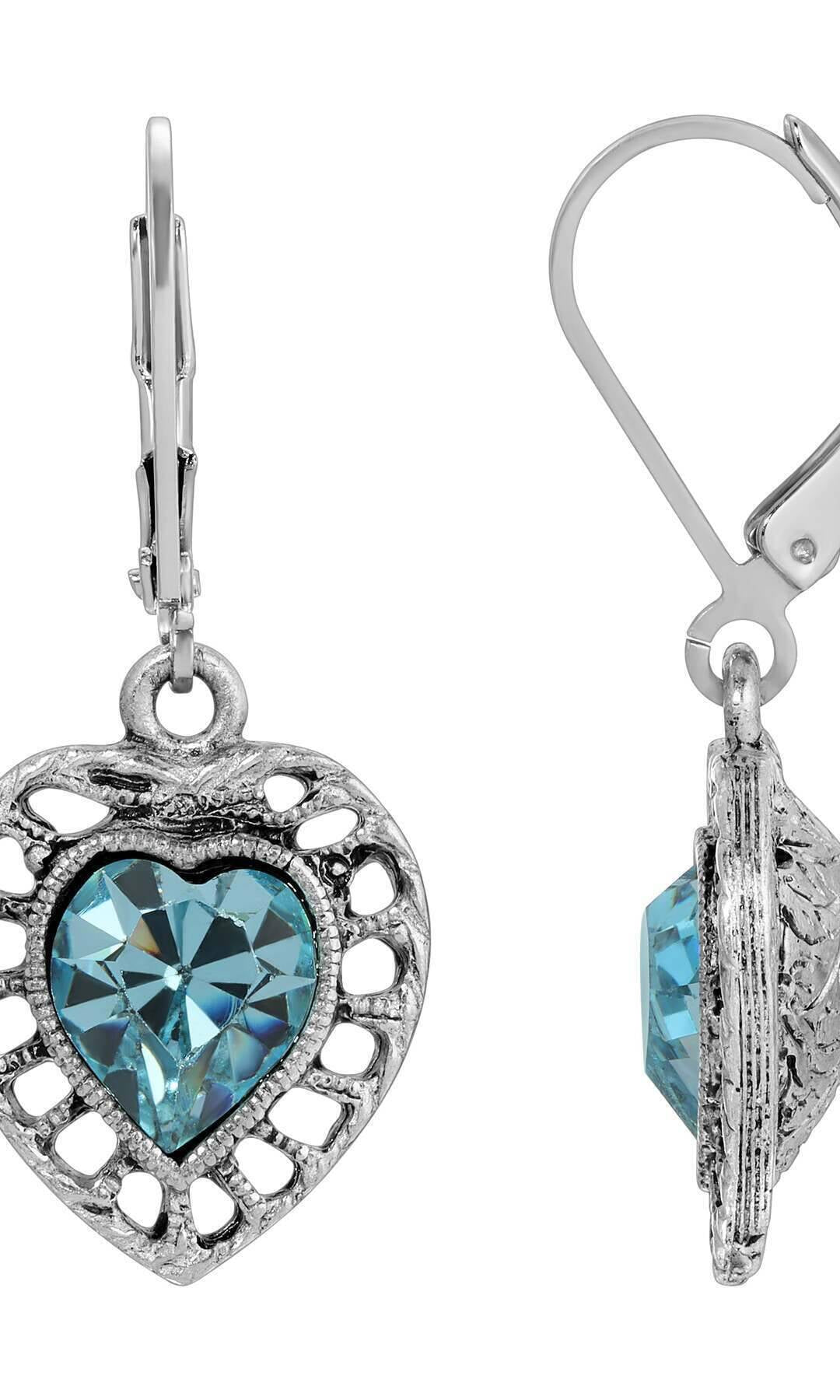 1928 Jewelry Sentimental Crystal Heart Drop Earrings