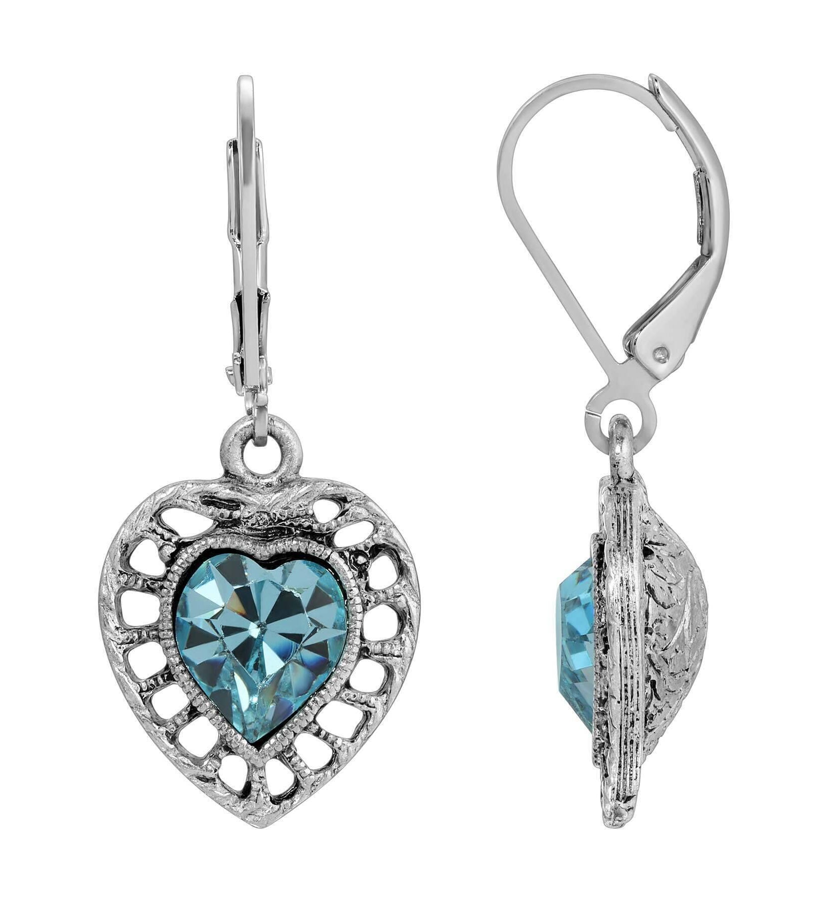 1928 Jewelry Sentimental Crystal Heart Drop Earrings