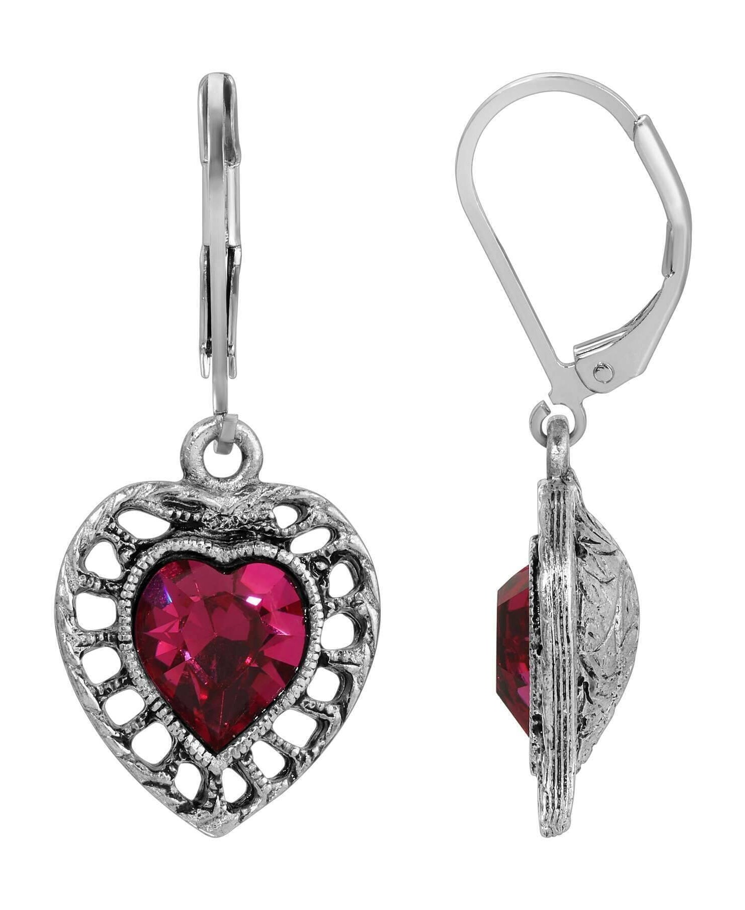 1928 Jewelry Sentimental Crystal Heart Drop Earrings