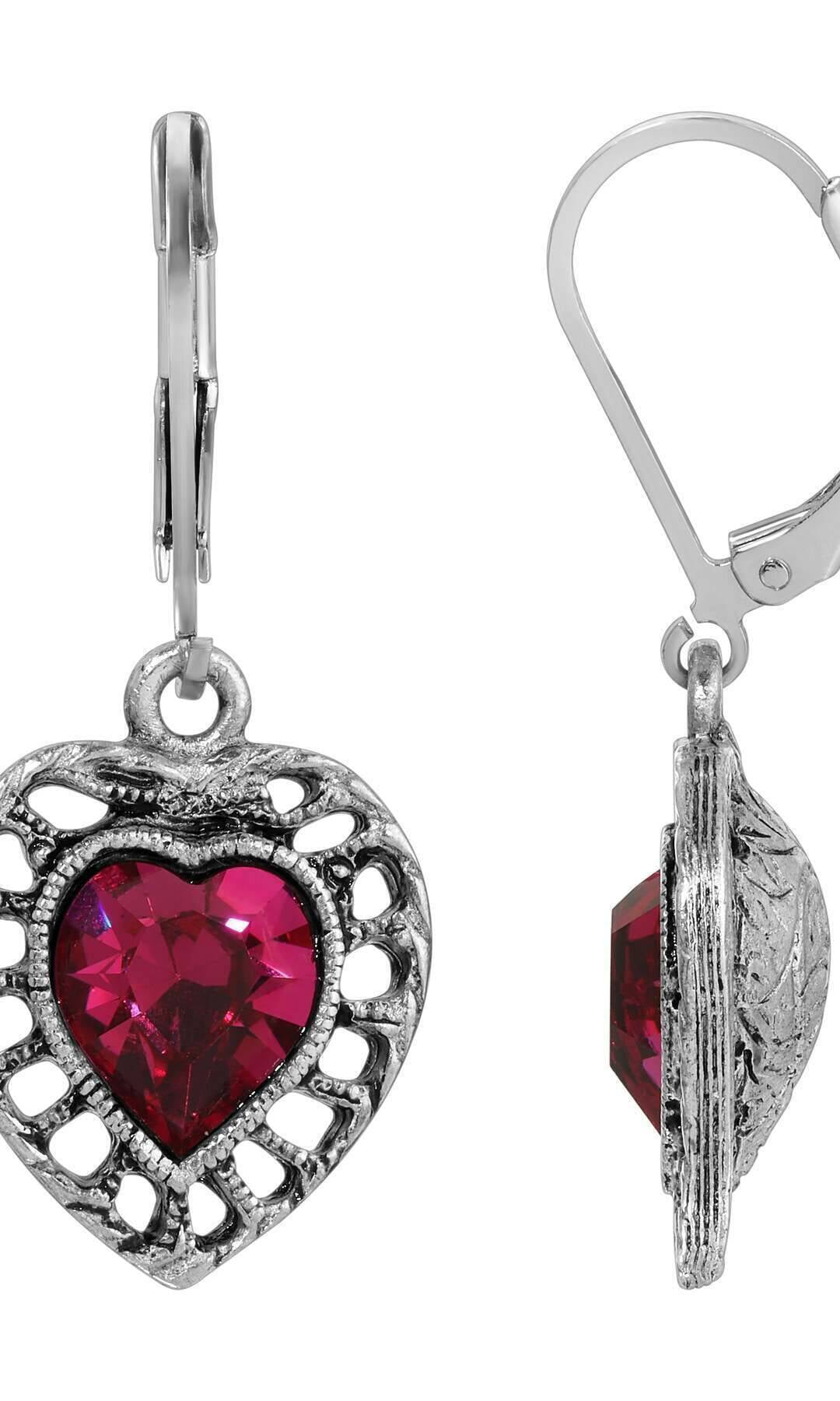 1928 Jewelry Sentimental Crystal Heart Drop Earrings