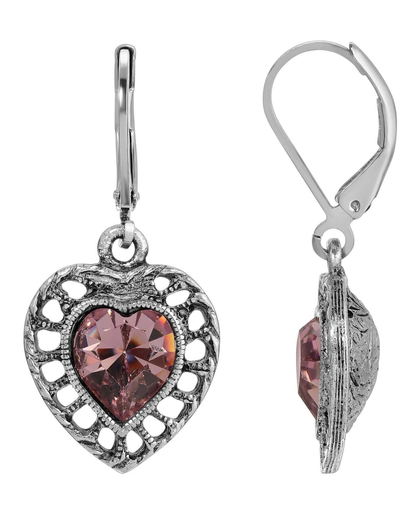 1928 Jewelry Sentimental Crystal Heart Drop Earrings