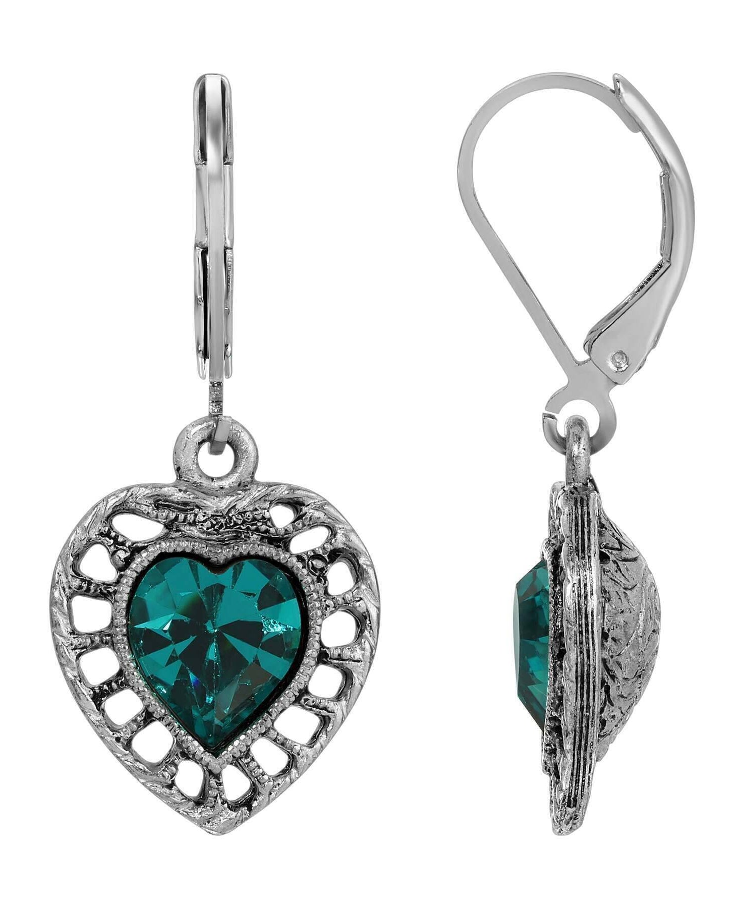 1928 Jewelry Sentimental Crystal Heart Drop Earrings