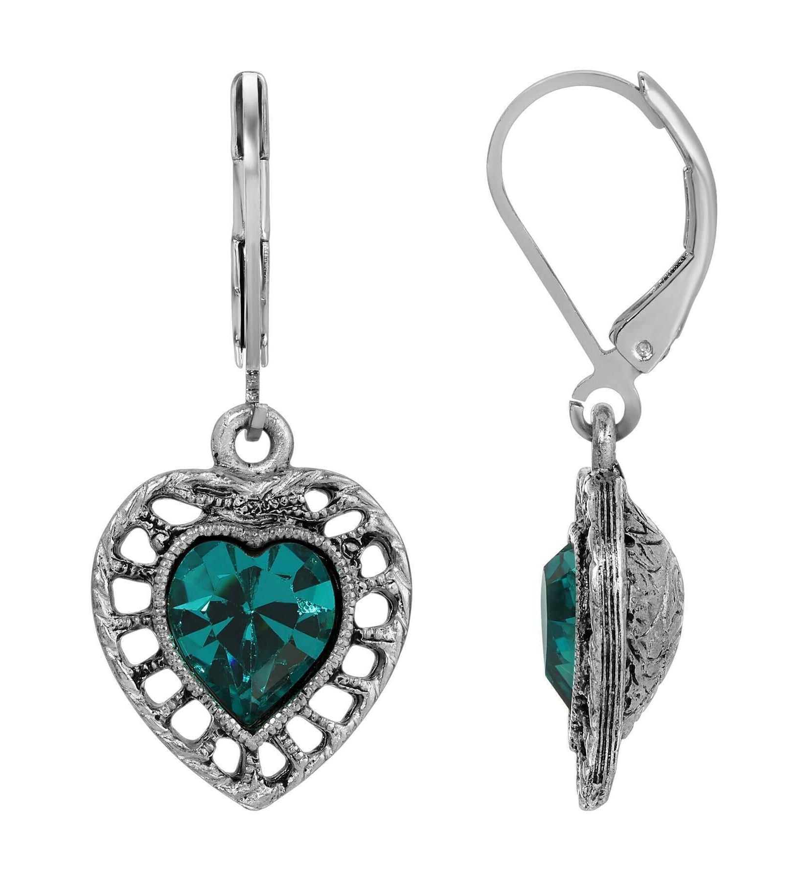 1928 Jewelry Sentimental Crystal Heart Drop Earrings
