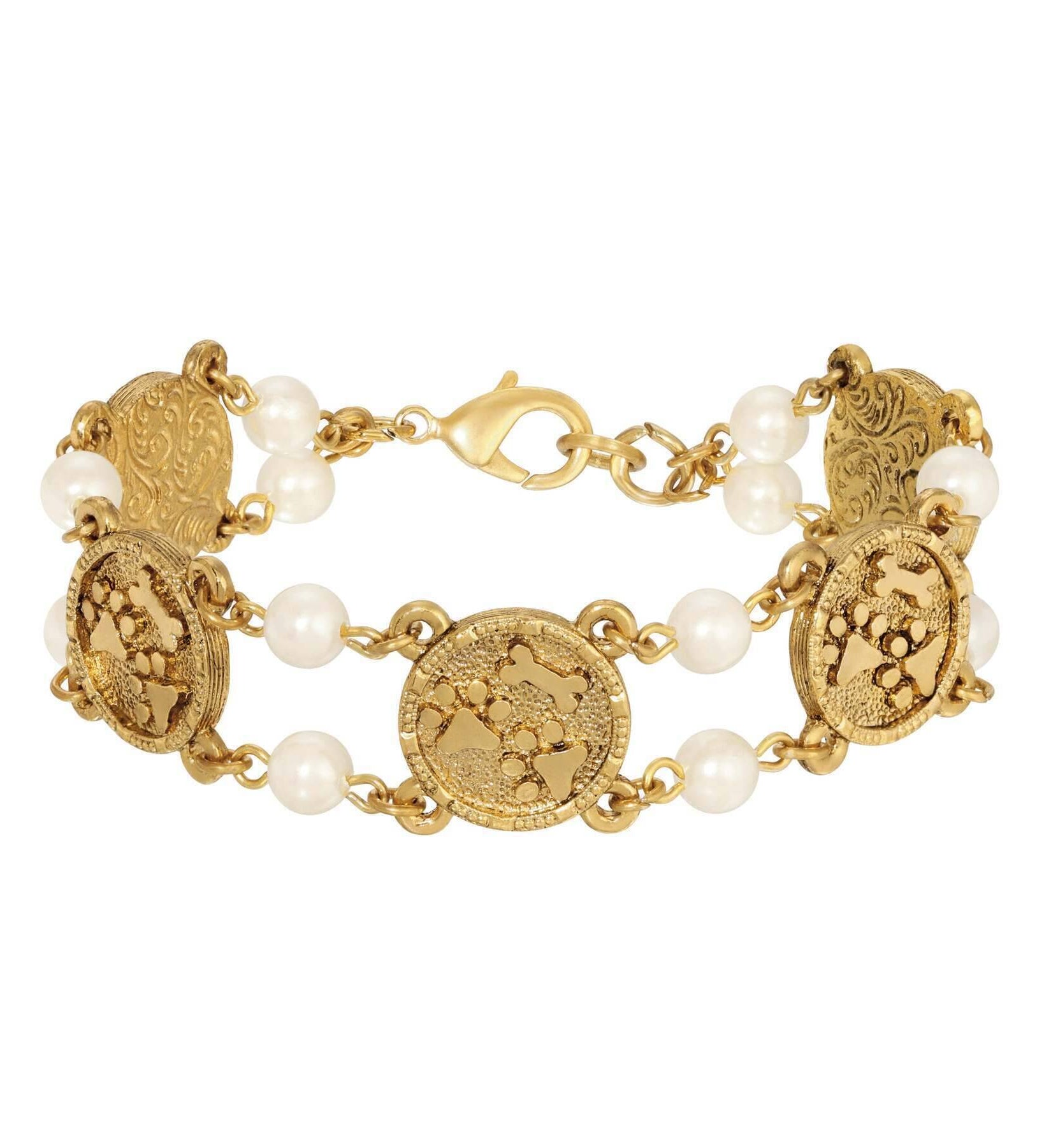 1928 Jewelry Paws & Bone Beaded Link Bracelet