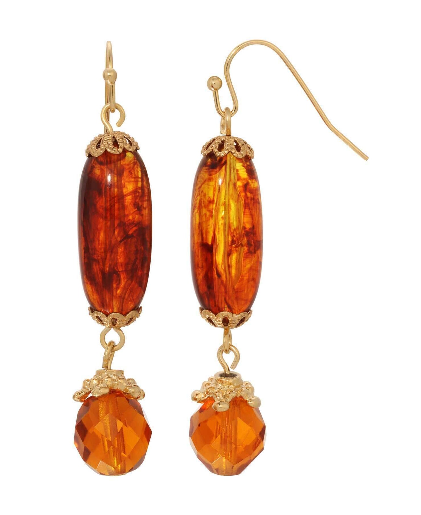 1928 Jewelry Long Bead & Crystal Dangle Earrings