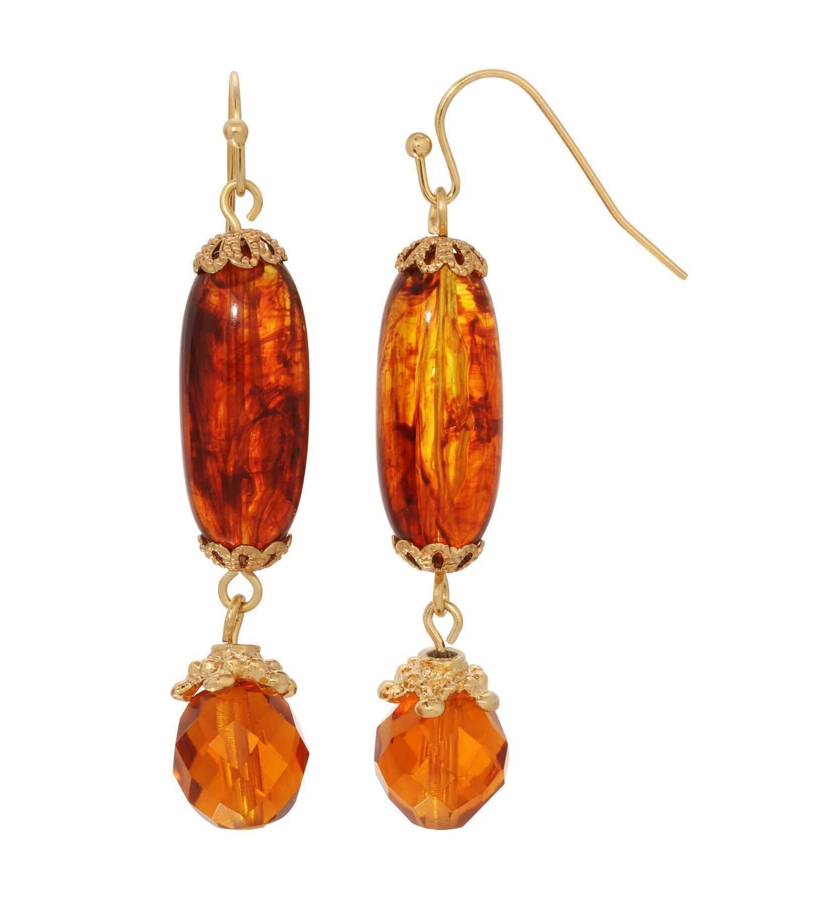 1928 Jewelry Long Bead & Crystal Dangle Earrings