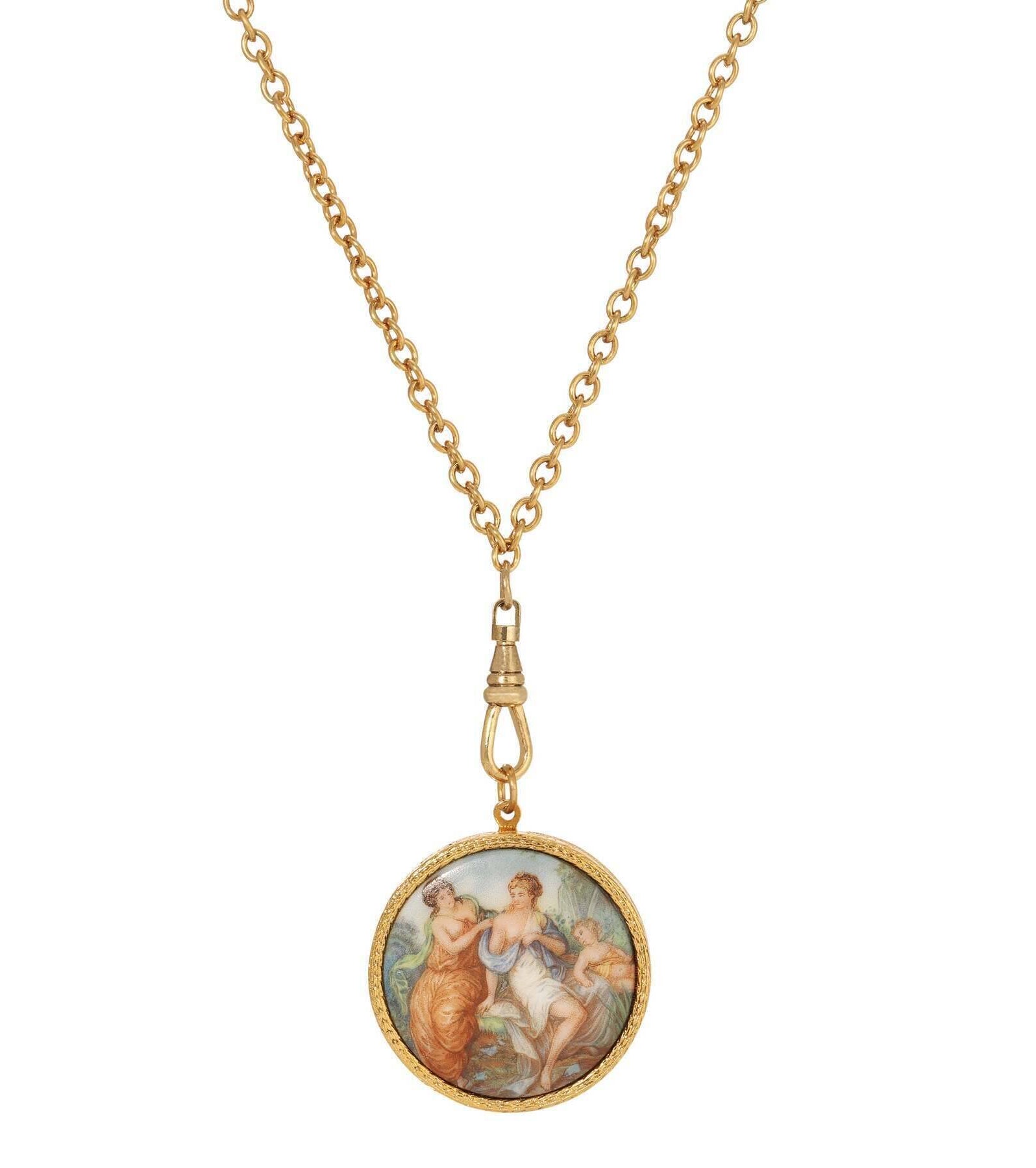 1928 Jewelry Rubenesque Pendant Swivel Photo Locket Necklace 28"