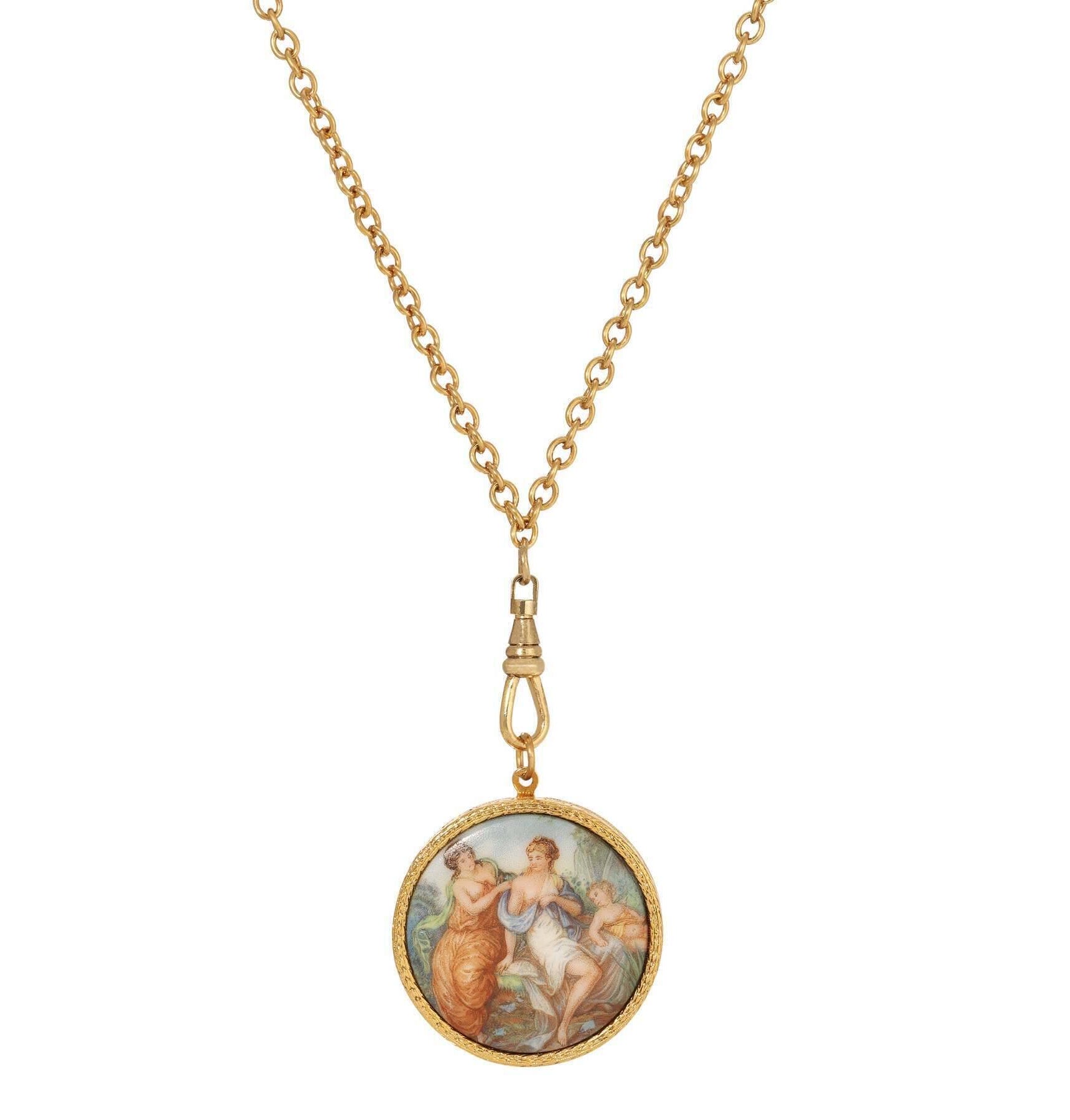 1928 Jewelry Rubenesque Pendant Swivel Photo Locket Necklace 28"