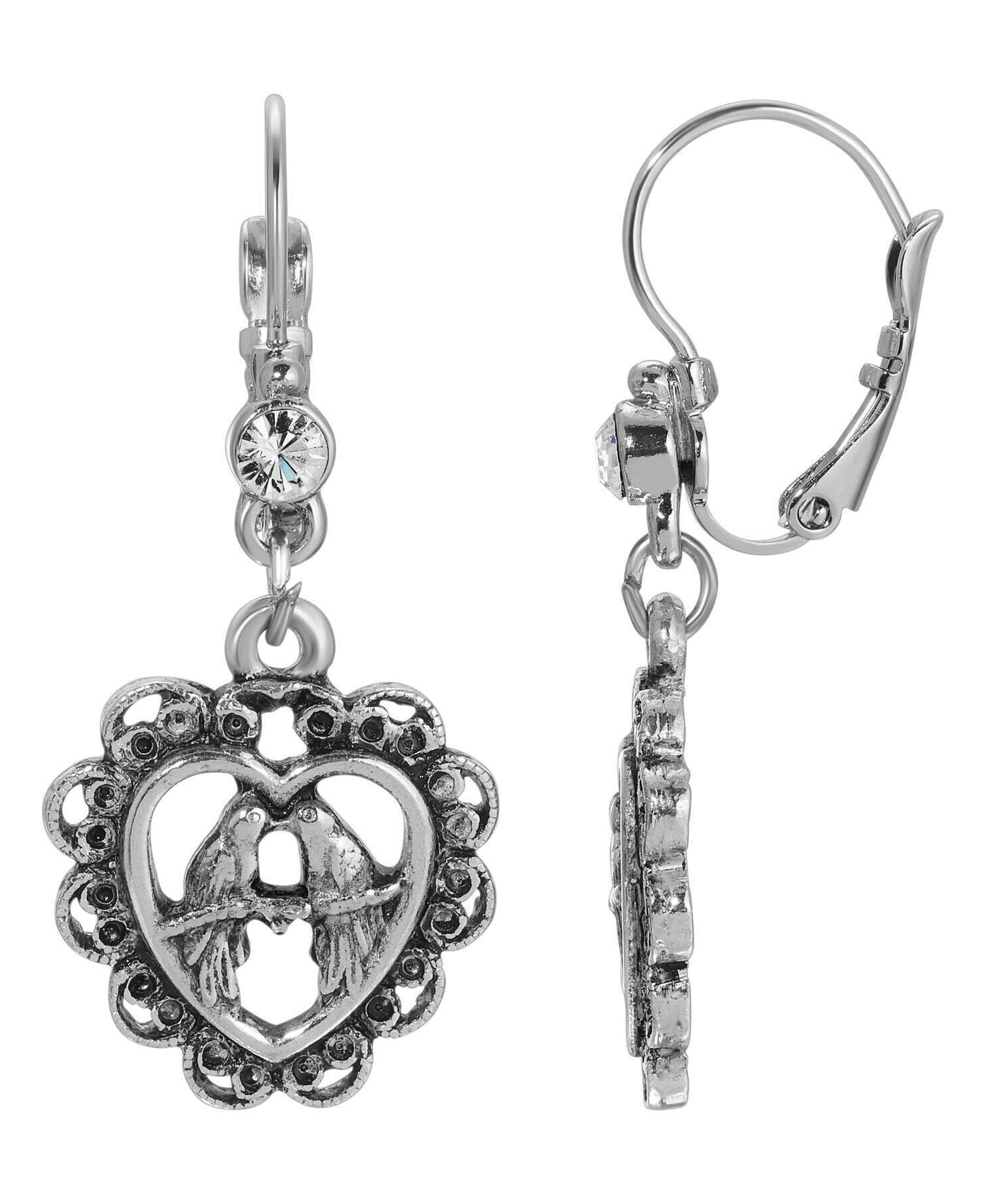 1928 Jewelry Love Birds Crystal Drop Earrings