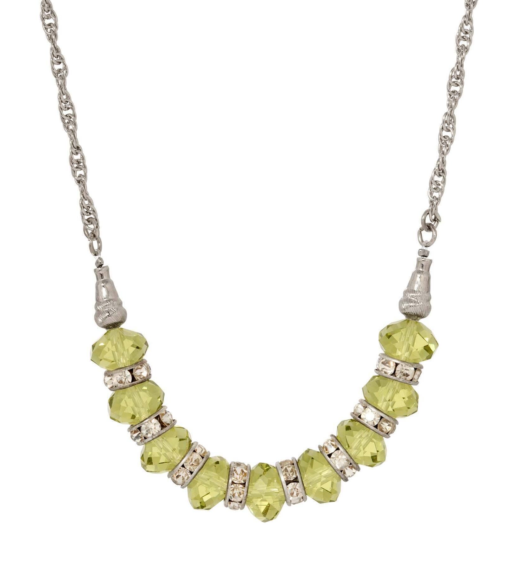 1928 Jewelry Luxueuse Crystal Beaded Chain Necklace 16" + 3" Extension