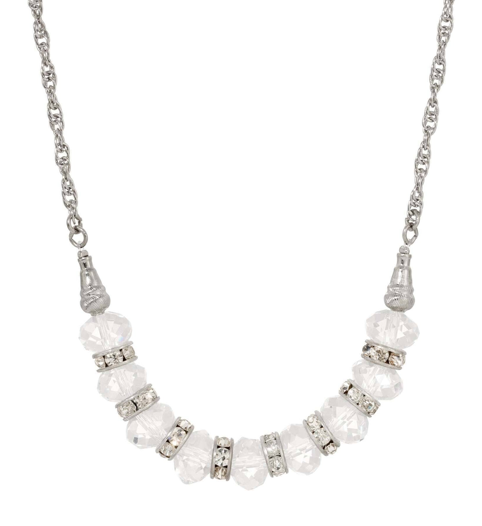 1928 Jewelry Luxueuse Crystal Beaded Chain Necklace 16" + 3" Extension