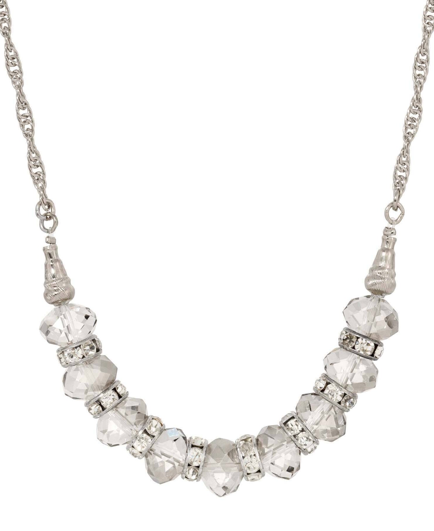 1928 Jewelry Luxueuse Crystal Beaded Chain Necklace 16" + 3" Extension