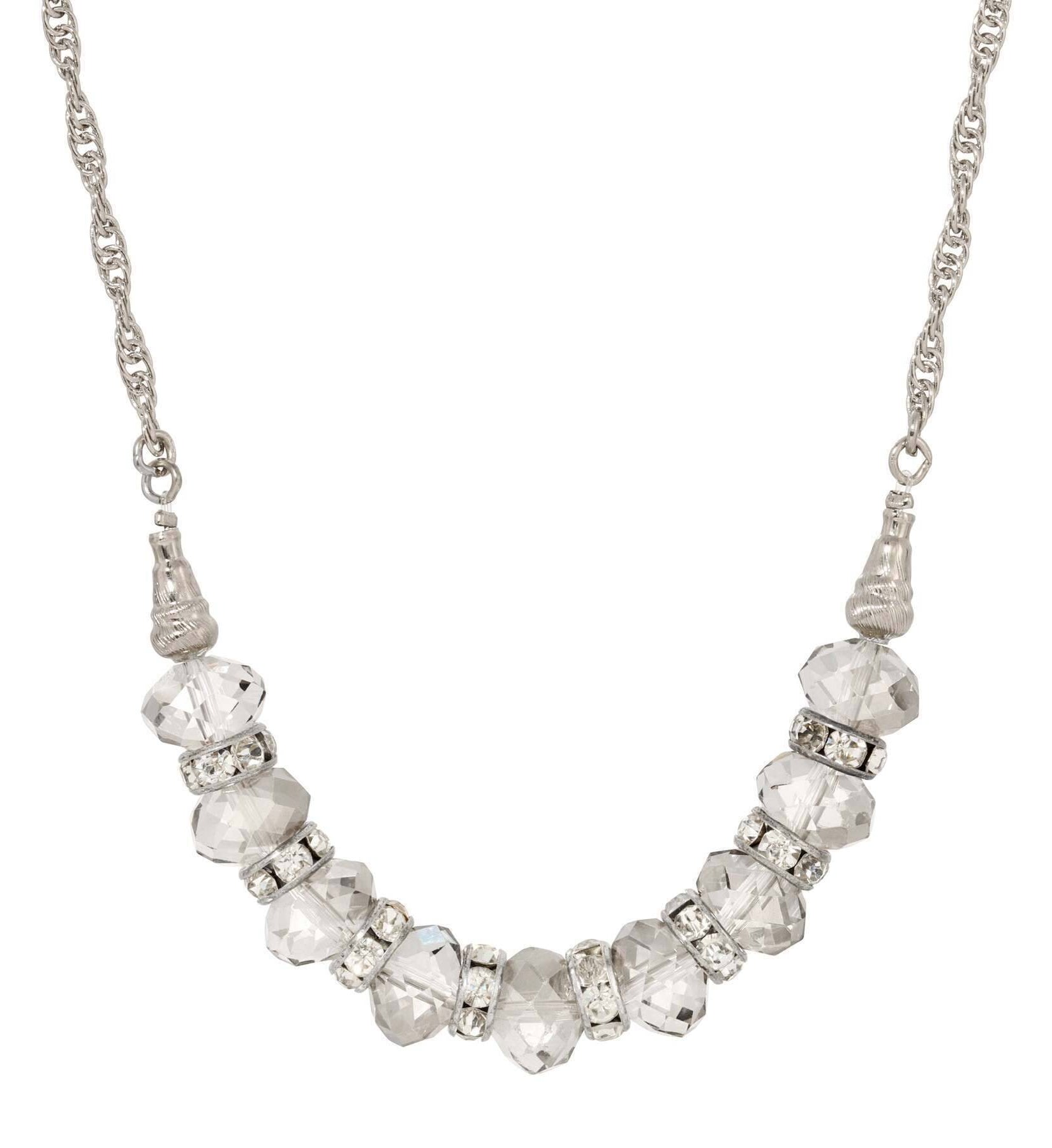 1928 Jewelry Luxueuse Crystal Beaded Chain Necklace 16" + 3" Extension