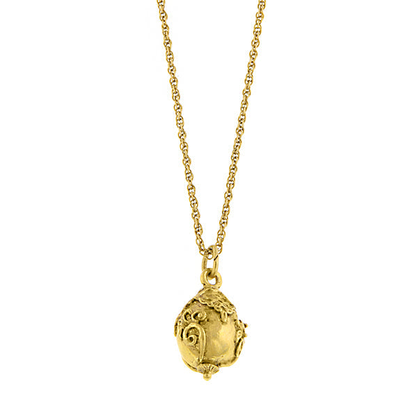 1928 Jewelry Gold Egg Pendant Necklace 16" + 3" Extender