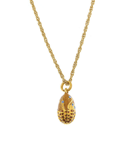1928 Jewelry Swan Topaz Egg Light Blue Crystal Pendant Necklace 18"