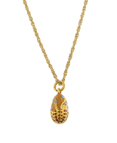 1928 Jewelry Swan Topaz Egg Light Blue Crystal Pendant Necklace 18"