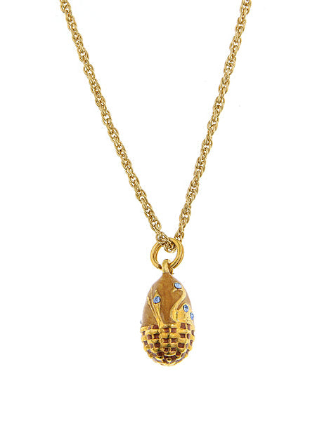 1928 Jewelry Swan Topaz Egg Light Blue Crystal Pendant Necklace 18"