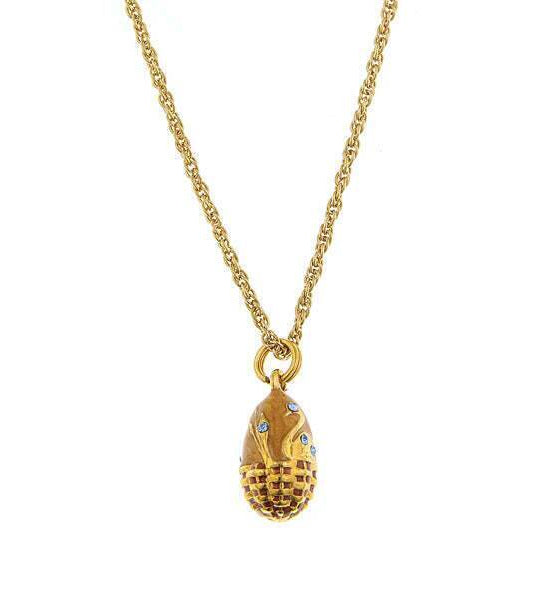 1928 Jewelry Swan Topaz Egg Light Blue Crystal Pendant Necklace 18"