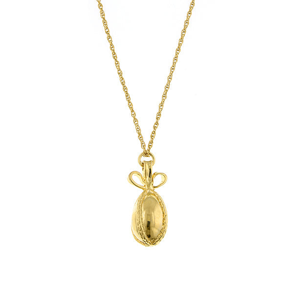 1928 Jewelry Gold Egg And Bow Pendant Necklace 24"