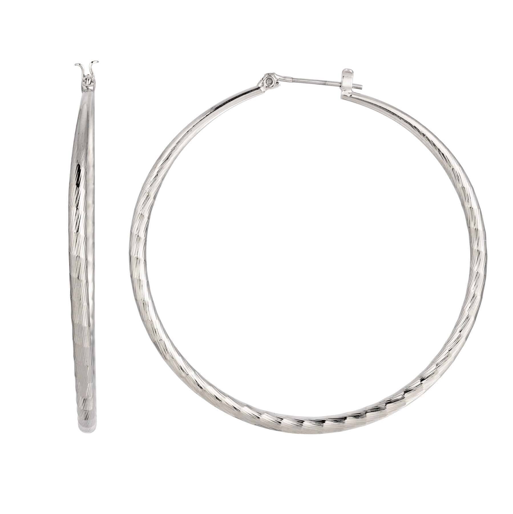2028 Jewelry Silver Extra Large Hoop Earrings With Design