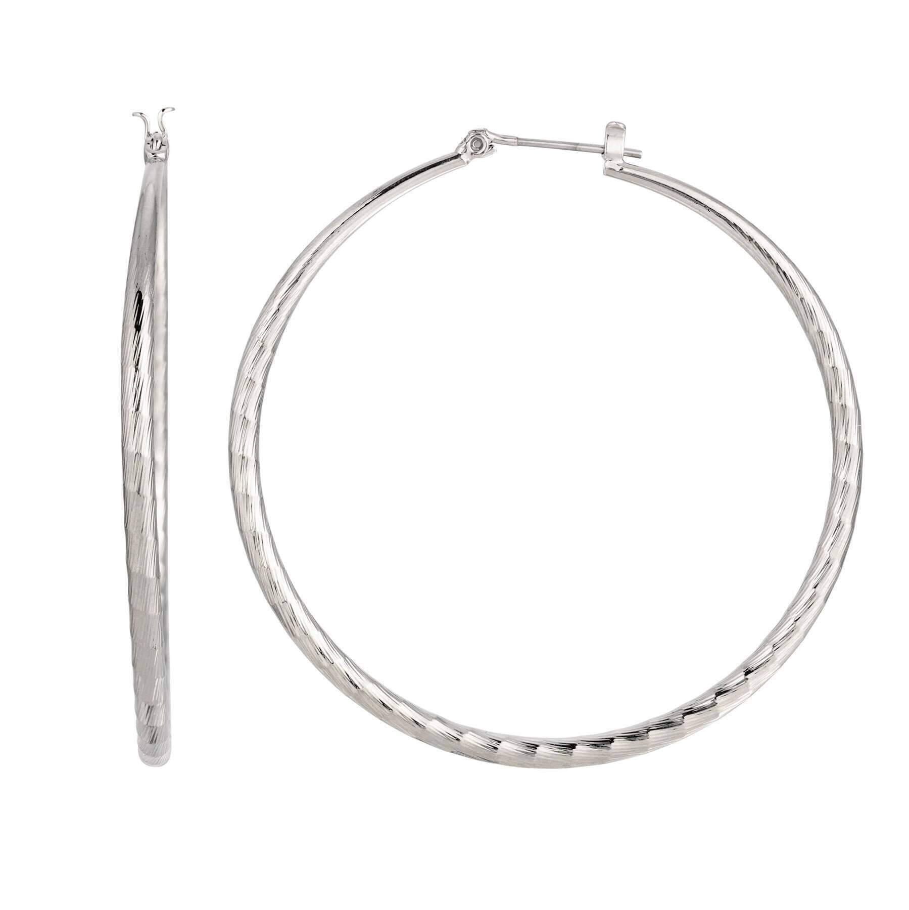 2028 Jewelry Silver Extra Large Hoop Earrings With Design
