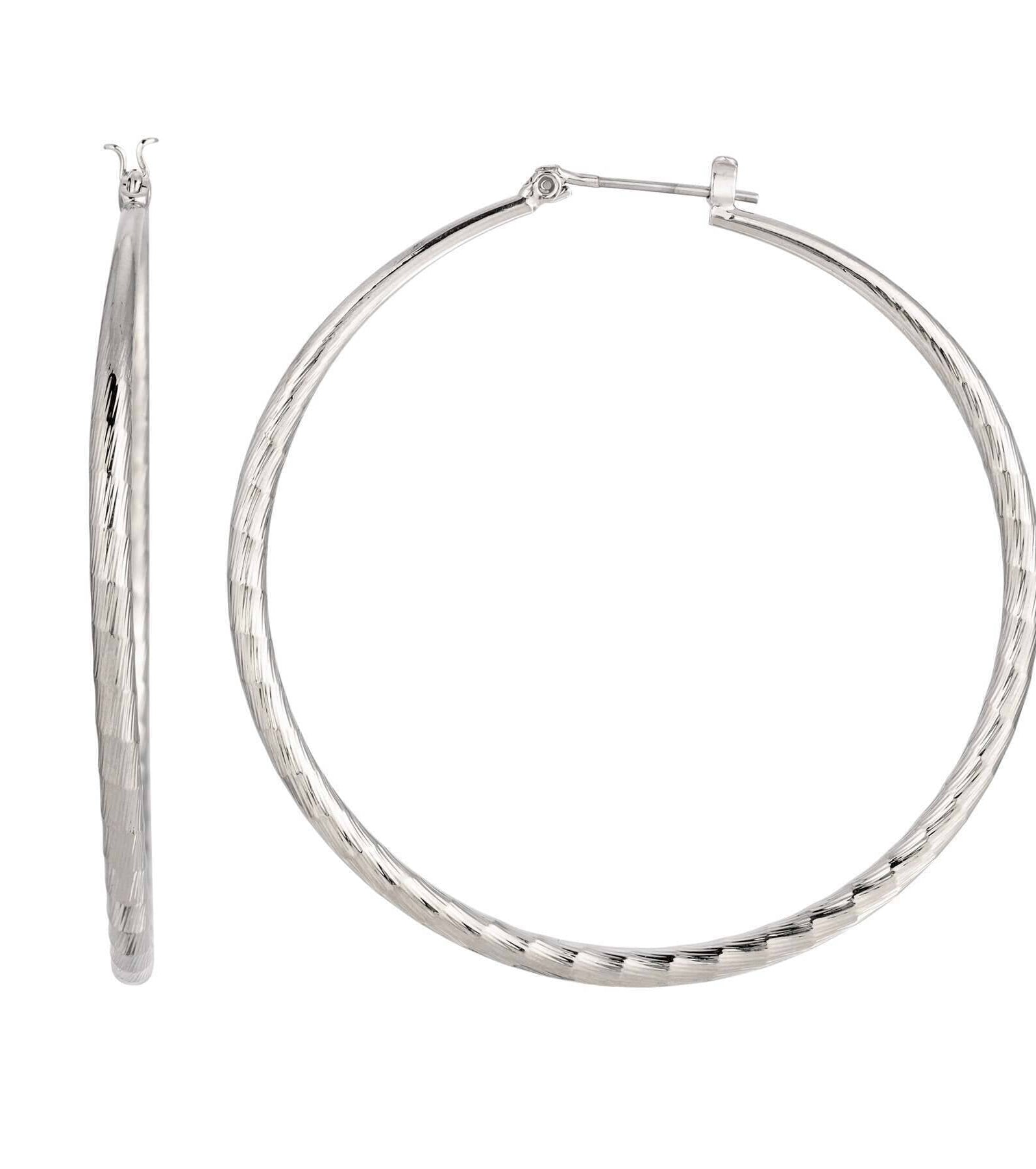 2028 Jewelry Silver Extra Large Hoop Earrings With Design