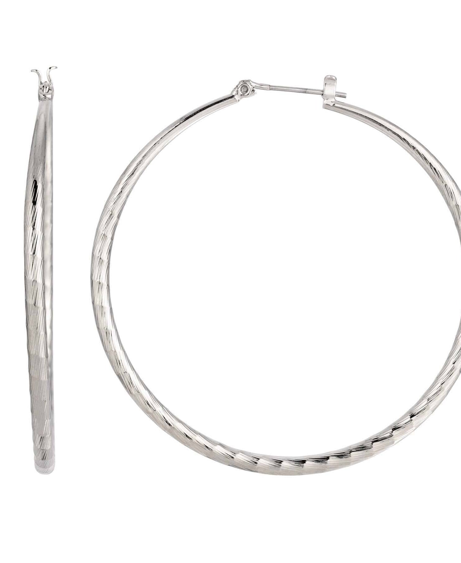 2028 Jewelry Silver Extra Large Hoop Earrings With Design