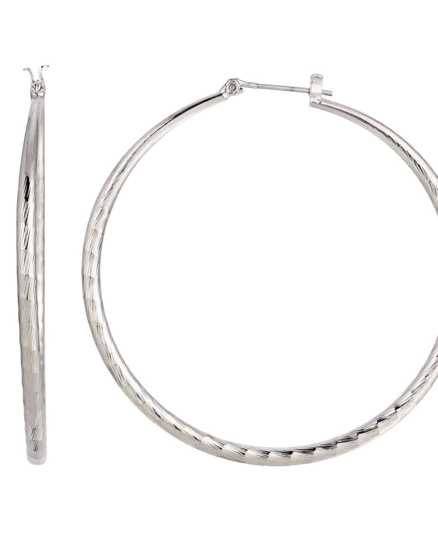 2028 Jewelry Silver Extra Large Hoop Earrings With Design