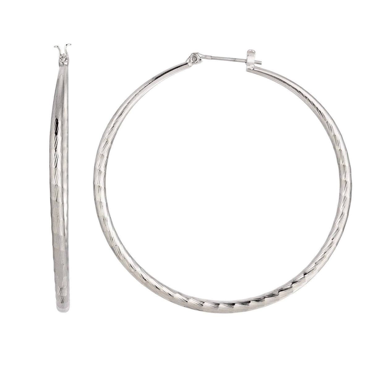 2028 Jewelry Silver Extra Large Hoop Earrings With Design 1928 Jewelry