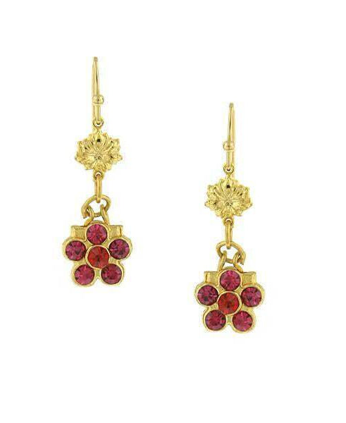 1928 Jewelry Flower Crystal Dangle Earrings