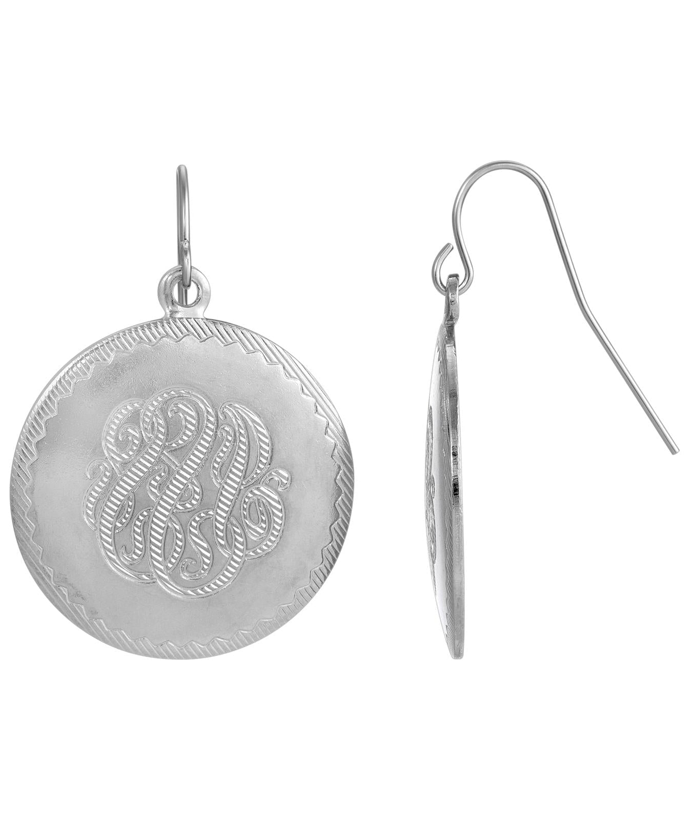 1928 Jewelry Silver Round Textured Designed Medallion Drop Earrings