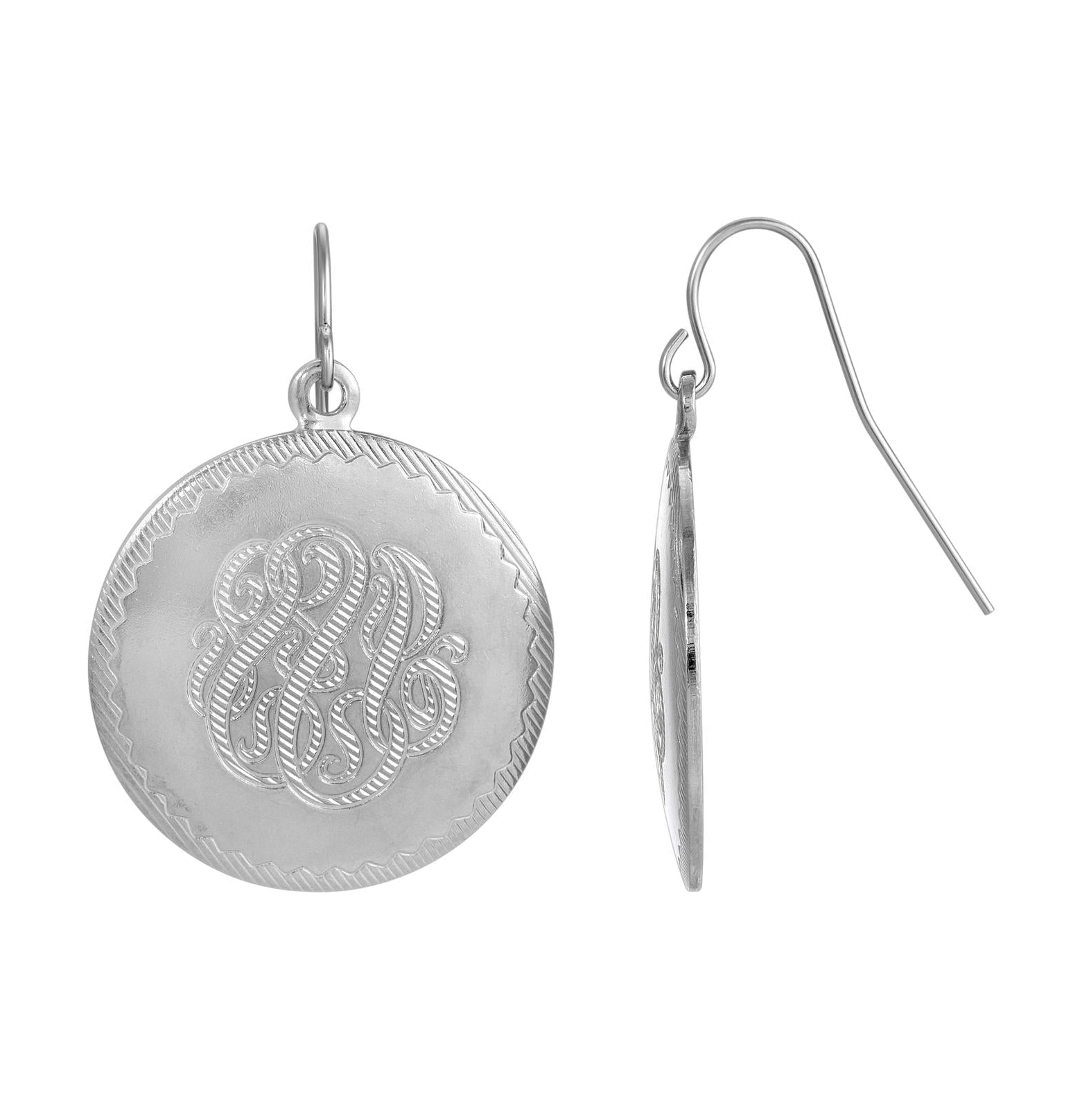 1928 Jewelry Silver Round Textured Designed Medallion Drop Earrings